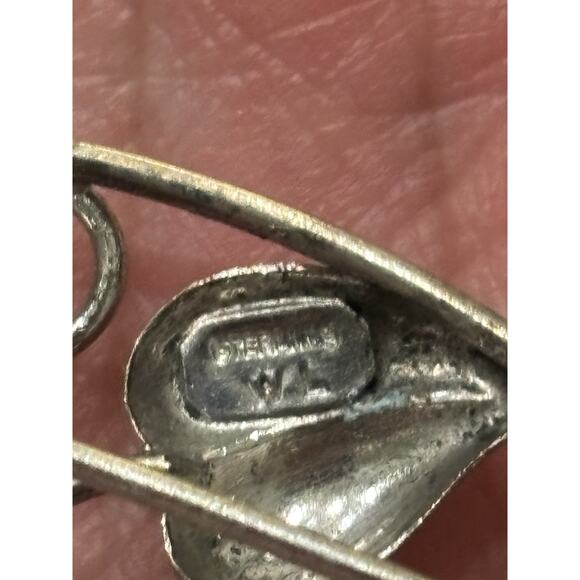 Vtg WL Walter Lampl Sterling Silver Art Deco Tulip Floral Oval Brooch 2” 925 - Picture 6 of 6